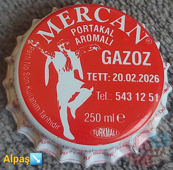 mercan gazoz portakal aromalı gazoz kapağı
